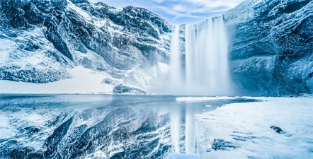 36X18IN Blue Sky White Iceberg Aquarium Background, Snow Mountain Fish Tank Decorations Background, Christmas Art Terrarium Background with 8 EVA Double-Sided Tape - size: 36X18in/90X45cm