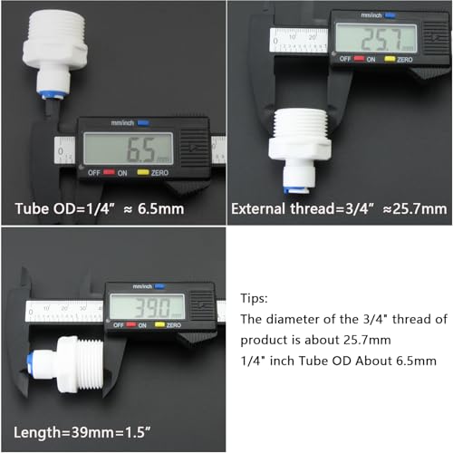 3/4" Male Thread Straight to 1/4" OD PE Tube Push-to-Connect, RO Water Filtration Hose Connector, Pre-Purifier & Water Purifier Plastic Adapter (3-Pack) - style: 1/4” Tube to 3/4” Male Thread
