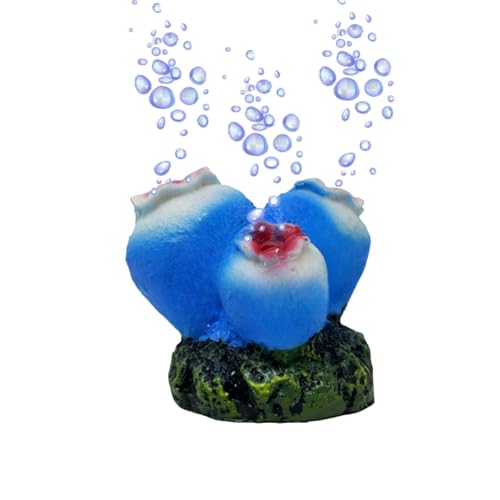 Aquarium Coral Flower Air Bubbler with Air Bubble Stone, Realistic Fish Tank Coral Flower Decor for Increase Oxygen, Cute Air Bubble Maker for Small Big Fish Tank Betta Aquarium (Blue Coral) - color: Blue Coral