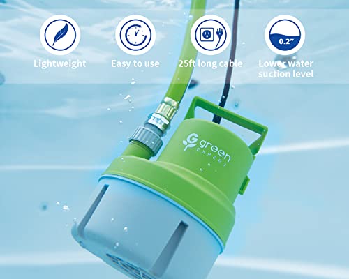 Green Expert Handy Utility Pump Submersible 1/6HP, 25-Foot Long Power Cord, Easy to Remove Water in Pools Hot Tub Flooded House Garden Pond Tankless Heater, Small Backup Pump for Household Drainage