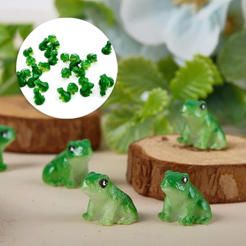 40PCS Mini Resin Frogs, Tiny Green Frogs, Simulated Resin Miniature Model Cake Decoration, Animals Figurine Bulk for Moss Landscape Terrarium Micro Fairy Garden Decoration Ornament Accessories - color: Frog