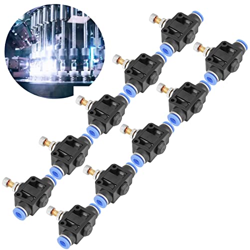 10pcs Air Flow Control Valve, 6mm Tube OD Push In Speed Controller Pneumatic Air Flow Control Valve Quick Connector with Push-to-Connect Fitting