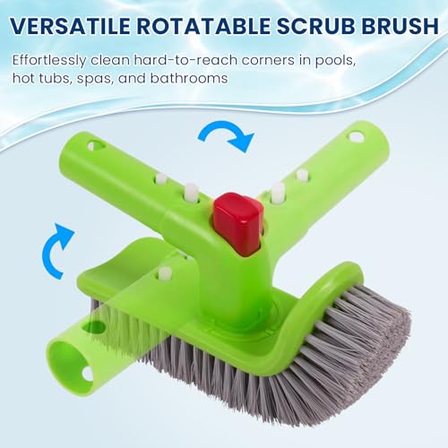 Sepetrel 3-Piece Pool Cleaning Kit (No Pole), 17.5" Aluminum Wall Brush, Leaf Skimmer Net with Rubber Edge and 90° Rotatable Scrub Brush for Above Ground Pools and Vinyl Liners