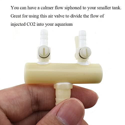 Plastic Aquarium 2 Outlet Ways Air Flow Pump Control Distributor Tubing Splitter Lever Control Valve White Precise Adjust Pressure Distribute Air Well Calm Flow No Leak Handy Place 1Pcs