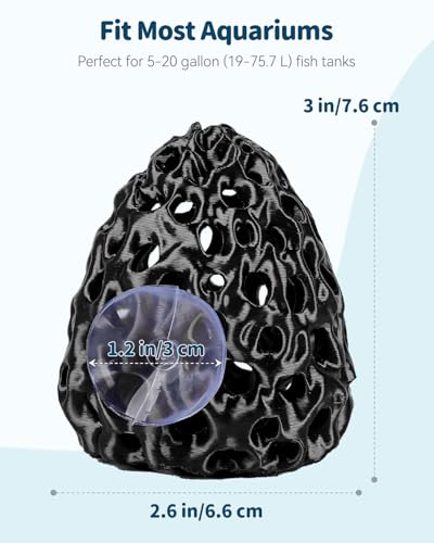 Uniclife Shrimp Cave, Shrimp Hides for Aquarium, Realistic Plastic Aquarium Coral Rock Decorations with Suction Cup, Betta Hideout Tank Accessories for Fish Tank Decor, Hiding & Resting, Black - color: Black