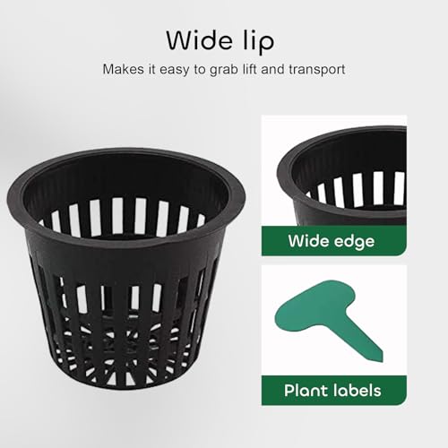 GROWNEER 25Pcs 4inch Net Pots, Heavy Duty Hydroponic Cups Mesh Pots with Plant Labels, Slotted Design for Indoor or Outdoor Growing - size: 4 Inches, style: 25 PCS