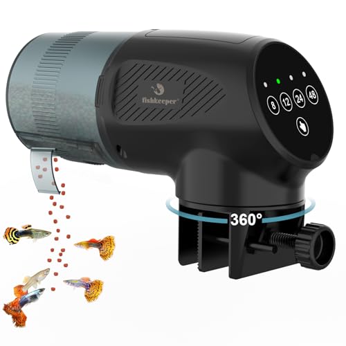 fishkeeper Automatic Fish Feeder for Aquarium: Moisture-Proof Auto Feeders Dispenser for Small Tank Turtle Betta Koi - Battery Food Feeding Timer for Flakes Pellet Vacation Weekend Day - size: 200ML
