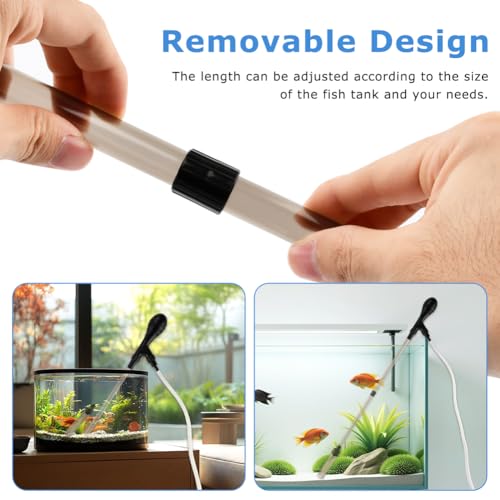 Aquarium Gravel Vacuum Siphon (Non-Electric), Manual Fish Tank Water Changer with 6ft Hose & Squeeze Bulb, Slim Intake for Tight Spaces, for 5–20 Gallon Tanks, Up to 27 in Depth