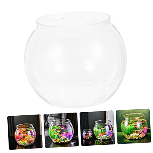 Transparent Plastic Fish Bowl Tank Small Aquarium for Betta Fish Goldfish Portable Round Design Easy Maintenance Fall Resistant for Home Office Turtle Care - size: 16.5x16.5cm