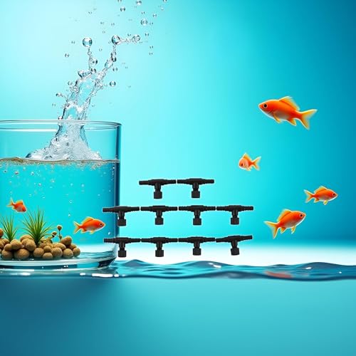 10 Pcs Black T Shaped Aquarium Air Valve, Plastic Fish Tank Air Line Flow Control Regulator Valve Aquarium Air Pump Accessories Adjustable Connector Switch Tap