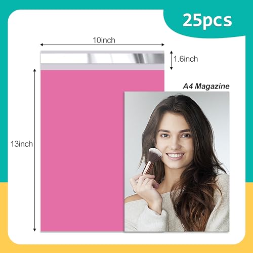 Poly Mailers 10x13 Inch 25 Pcs - Pink Waterproof Shipping Envelopes for Small Business with Tear Resistance and Self-Sealing Feature - Ideal Packaging Bags for Mailing, Shipping, and More - color: Pink, size: 10x13 Inch 25 Pcs