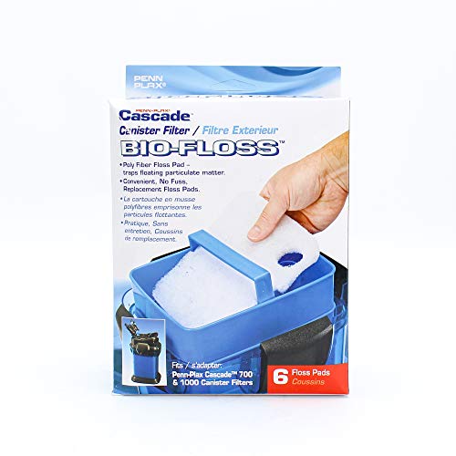Penn-Plax Cascade 6 Pack Bio-Floss Replacement | Poly Fiber Floss Pads for Cascade 700 & 1000 Canister Aquarium Filters - style: Cascade 700 or 1000 Canister Filters