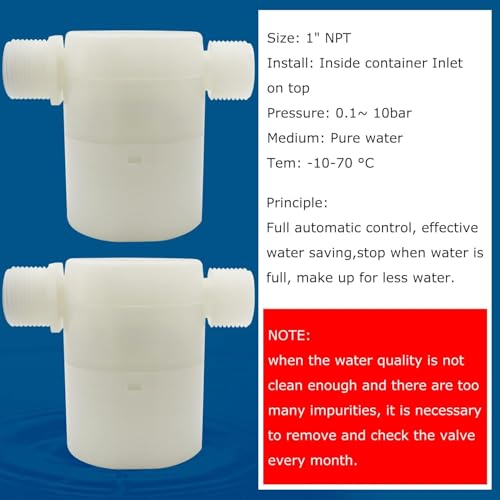 Water Float Valve, Water Level Control Water Tank Traditional Float Valve Upgrade 2 PCS (side inlet, 1“) - color: side inlet, size: 1" to 1"