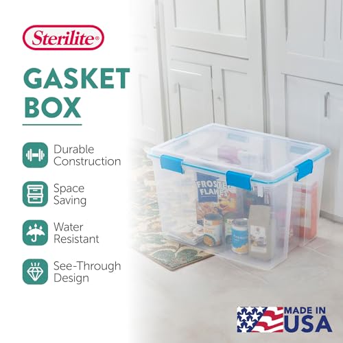 Sterilite 4-Pack Gasket Box, Weather-Resistant Storage Bins with Latching Lids, 80 Quart - Heavy-Duty Organizing Containers for Closet, Bathroom, and Office - size: 80 Quart, style: 4 Pack