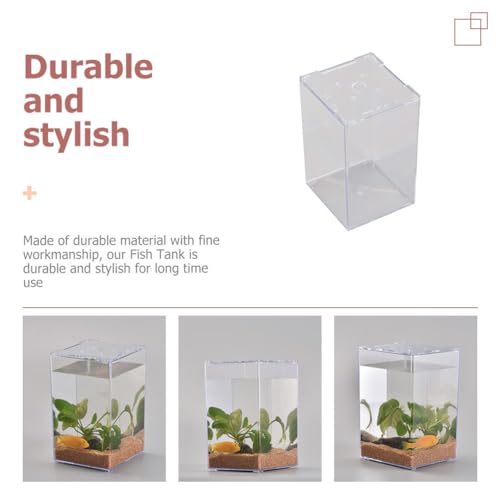 Ipetboom Small Acrylic Fish Tank 7.5 Inch Mini Desktop Aquarium Fish Box for Betta Home Office Decor