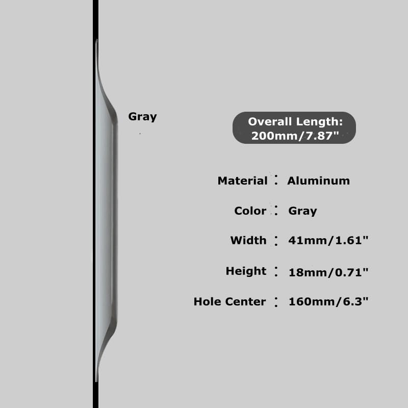 5 Pack Gray Finger Pulls for Cabinets, Streamlined Long Concealed Handle for Home Kitchen Door Drawer Cabinet, Mount Finger Edge Tab Pull Aluminum (Brushed Finish,200mm/7.87" Overall Length) - color: Gray, size: 200mm/7.87" Overall Length