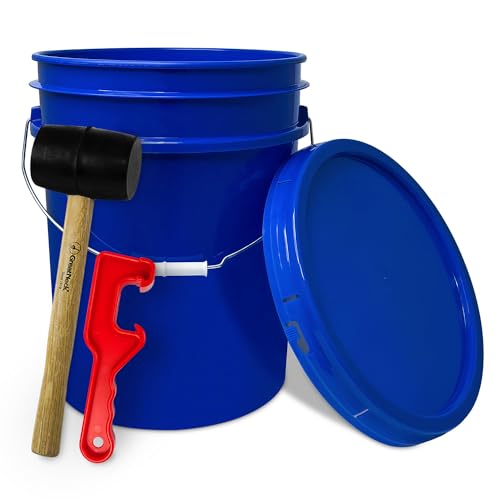 ePackageSupply 5 Gallon Plastic Bucket with Airtight Lid | Food Grade Bucket | BPA-Free | Heavy Duty 90 Mil All Purpose Pail | One 12" Rubber Mallet & One Lid Opener Included | 1 Pack - color: Blue, size: 1 Pack