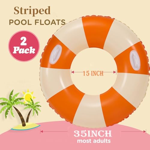 2 PCS Inflatable Pool Floats for Swimming Pool Party Lake Beach Adults - Floaties Pool Tubes Swim Rings Tubes Floaties for Beach Pool Party Decorations - color: Orange, size: 33"