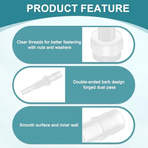 uxcell 10Pcs Plastic Hose Barb Fitting, 5/32" x 1/4" Bulkhead Adapter Union Splicer Mender Pipe Connector with M6 Nut and Washer for Aquarium Air Water Fuel - size: 5/32" x 1/4", M6 Nut
