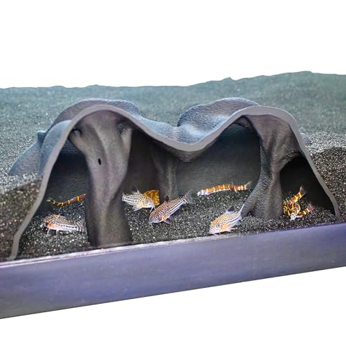 Aquarium Underground Cave Natural Mangrove Tree | Viewing Fish Under Gravel Tunnel Hide | Fish Tank Hideout Decor Decoration Enrichment for Corydora Catfish, Kuhli Loach, Clown Loach, Pleco, Betta - color: Obsidian Black