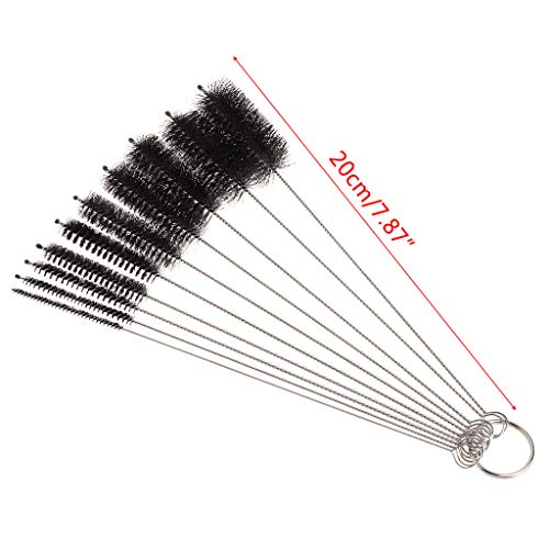 10 Pack Flexible Brush for Tubing Flexible Bristles 7.9 Inch Long Stainless Steel Tube Aquarium Filter Brushes