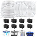 Veken Cat Water Fountain Filter, Classic 8 Pack Replacement Filters & 8 Pack Replacement Pre-Filter Sponges for 50oz, 84oz, 95oz or 108oz Automatic Pet Fountain Dog Water Dispenser