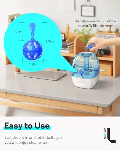 Leemone Humidifier Cleaner 12 Pack, Demineralization Cleaning Ball, Works in All humidifiers and Fish Tanks, Purifies Water, Prevents Hard Water Build-Up, Reduces Scale - color: Balls-12p Blue