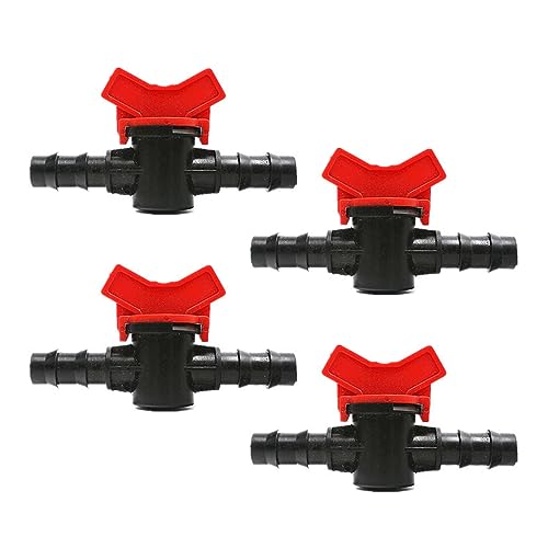 4PCS 3/8 Inch ID In Line Barbed Ball Valve Shut Off Switch for Drip Irrigation and Aquariums Control Water Flow with Hose Barb