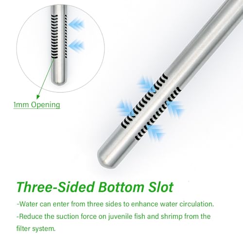 LINLAN 304 Stainless Steel Lily Pipe Inflow and Outflow with Mini Aluminum Alloy Pipe Holder, 360° Rotatable Outflow, Fits 1/2Inch ID (12/16mm) Filter Hose, for Rimless Aquariums (1/2") - size: Fits 1/2" ID Filter Hose
