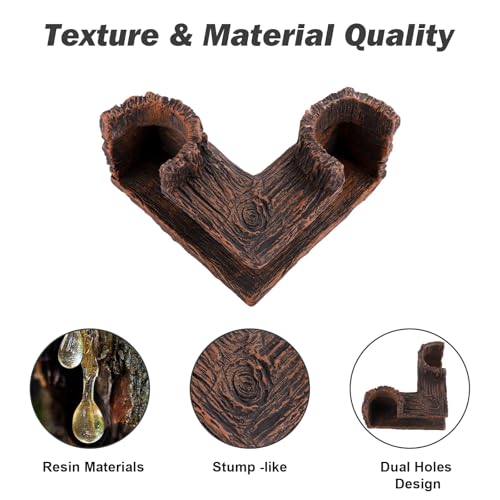 90° Corner Aquarium Cave, 5.12x5.12x 2.7in Viewing Fish Tank Cave for Corners, Natural Resin Wood Like BPA Free Tunnel Decorations, Fish Hideout for Guppy, Neon Tetra, Corydoras Catfish