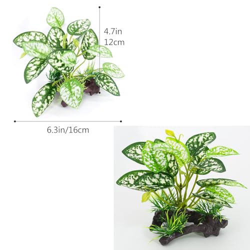 Fish Tank Decorations Aquarium Ornaments 3pcs Betta Silk Leaf Plants Artificial Driftwood Cave Aquarium Plants Accessories - color: E-3pcs Set/Green
