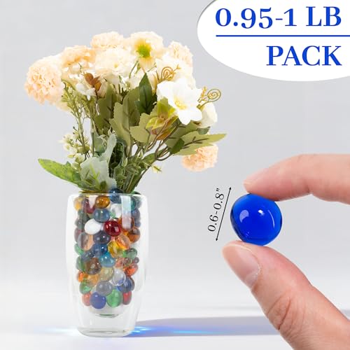 Mixed Color Flat Glass Marbles, 0.97 lb Vase Filler Pebbles Gems, Decorative Glass Beads for Vases, Table Scatter, Crafts, Floral, Mancala Stones, Centerpieces, Aquarium Rocks for Fish Tank - color: Mixed Color