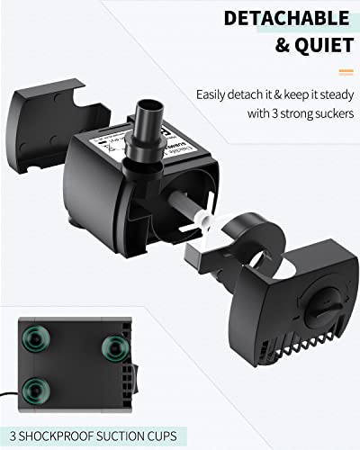 Uniclife 80 GPH Submersible Water Pump 4W 2.4ft High Lift Quiet Pump for Fountain Aquarium Fish Tank - size: 80GPH