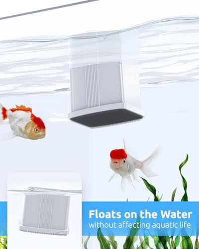 SEAOURA 2-in-1 Mini Aquarium Magnetic Cleaner with Digital Thermometer, Fish Aquariums Magnets Brush only for Glass Tank,Tiny Magnet Floating Cleaning Tool for 1-30 Gallons - color: White