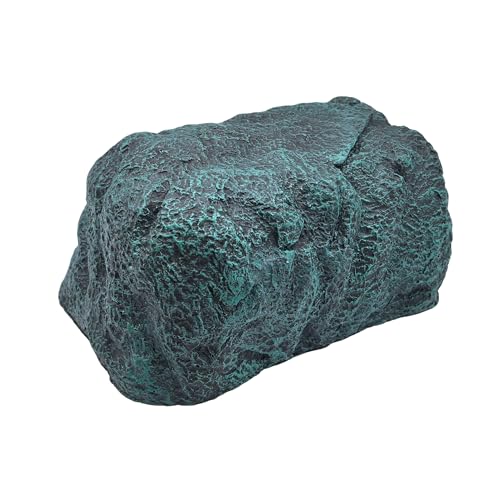 M2cbridge Aquarium Fish Hide Cave Reptile Hideout Cave Terrarium Amphibians Habitat Decor(Green Rock+ Water Dish) - style: Green Rock+ Water Dish