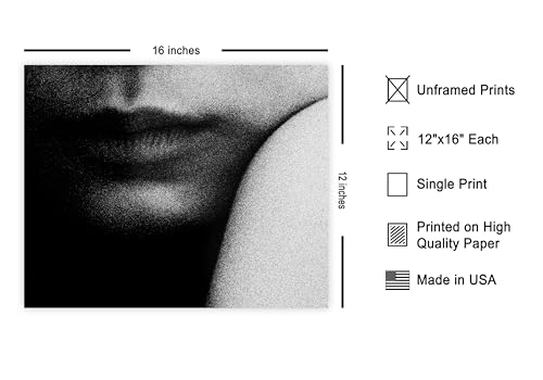 Monem Art Close-Up Portrait Print - The Lips And Line Poster - Woman Art - Monochrome Office, Living Room or Office Decor - 12x16 Unframed Wall Art by Andi Halil - color: Style-05, size: 12"L x 16"W
