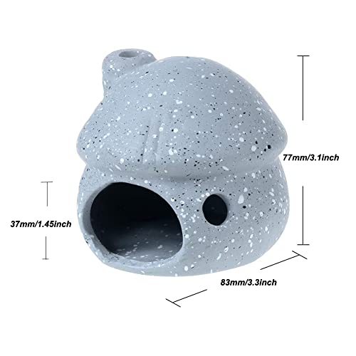 Aquarium Decor Ceramic Mushroom House Ornament Fish Tank Landscape Decoration Pottery Hide Cave Habitat Hut Small Shrimp for Goldfishes to Rest Breed Hiding (Grey) - color: Grey