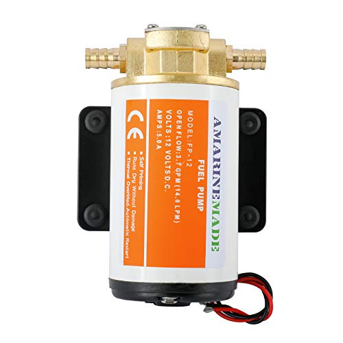 Amarine Made 12v Scavenge Impellor Pump- for Diesel Fuel Scavenge Oil Transfer - White Shell