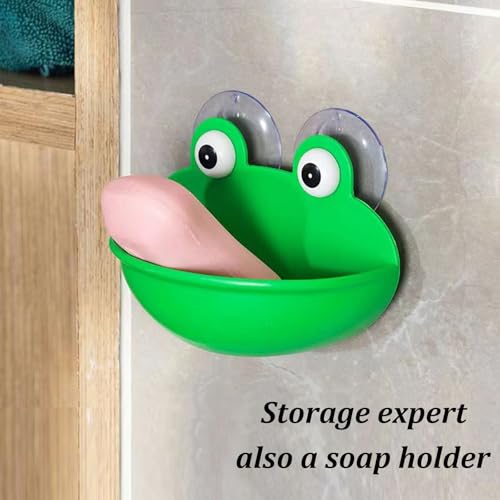 Frog Habitat with Suction Cup, 2 Pcs Cute Fish Tank Accessories Frog Dish Holder Frog Decor Frog Terrarium Decor for Tree Frog Toad Tadpole, Plastic, Green