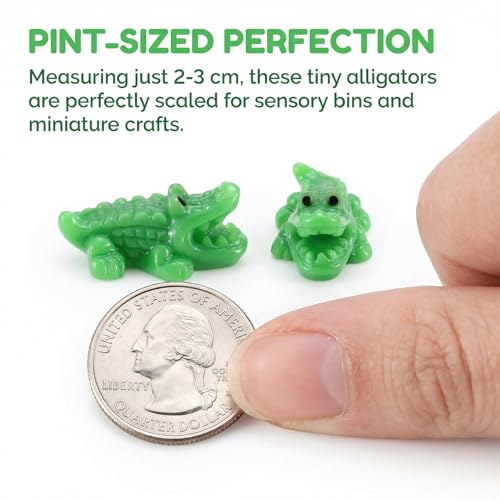 COMINGOIN Alligator Resin Aquarium Ornament, Small Reptile Figurine for Fish Tank Landscaping Decor, Aquascape Tank Accessory, Green Resin Terrarium Decorations（Fierce ） - style: Fierce
