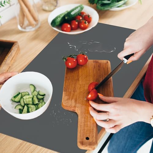 Silicone Mat for Kitchen Counter, Silicone Mat Trimable to Size (Dark Gray, 23.6×15.7inch-2PCS), BPA-Free Silicone Placemat, Heat-Resistant NonSlip Table Mat for Air Fryer, Countertop Protector Mat - color: Dark Gray, size: (L - 23.6''x 15.7‘’x 0.05'')