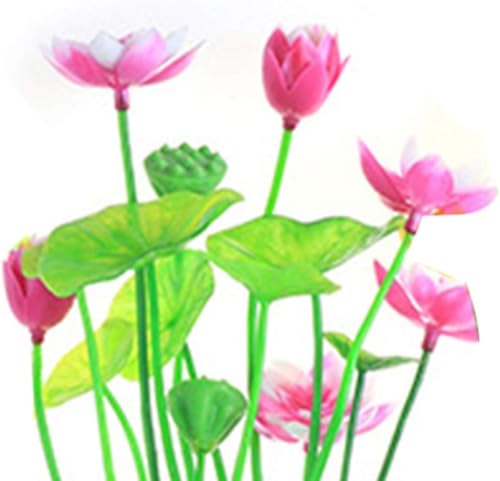 GANPUB 2Pcs Artificial Water Plants, Aquatics Grass Flower Simulation Plastic Artificial Lotus Fish Tank Ornament Aquarium Décor