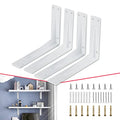 CLT 10” White Shelf Bracket, 1/5" Thick – Heavy Duty Corner Brace, Supports 330 lbs, Industrial Modern Farmhouse Style – Right Angle Bracket for Tables, Benches, DIY Space-Saving Projects (Pack of 4) - size: 10 inches, style: White L Gusset