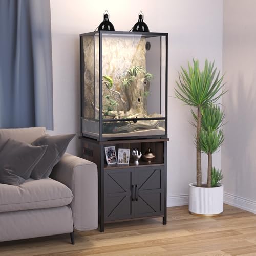 GDLF Terrarium Stand Reptile Tank Stand with Accessories Storage and Power Outlets for 24”Wx18”D Reptile Terrarium - color: Black, size: 24" x 18"