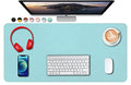 SUJAYU Dual Sided PU Leather Desk Pad, Mouse Pad, Office Desk Mat, Non-Slip Laptop Desk Pad, Waterproof Desk Writing Pad for Office and Home (31.5" x 15.7", Light Blue+Sliver) - color: Light Blue+sliver, size: 15.7" x 31.5"