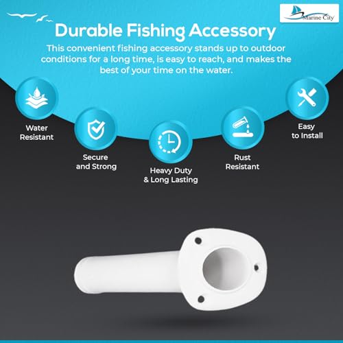 MARINE CITY Flush Mount Fishing Rod Holder 30 Degree Polypropylene, Durable, Lightweight, Easy Access for Fishing, Fits 2" Hole, Ideal for Kayaks, Boats and Yachts