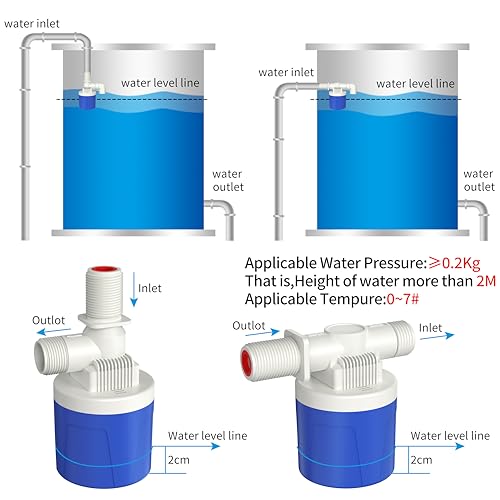 Automatic Water Level Control Valve Inside Type,Inner Top Float Uesd for Tank, Solar Energy, Auto Pot, Aquarium Valve, Tank Traditional Upgrade（1/2"top ） - size: 1/2" Top water inlet