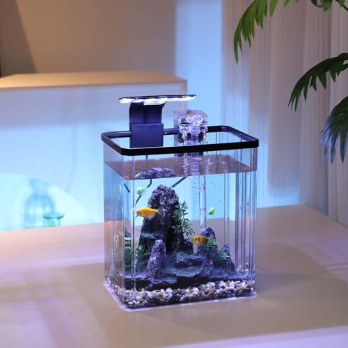 GarveeLife Small Fish Tank, Betta Fish Tank kit with LED Light, Oxygen Generator, Fish Tank Starter Kits for Beta,Goldfish (2.6 Gallon)