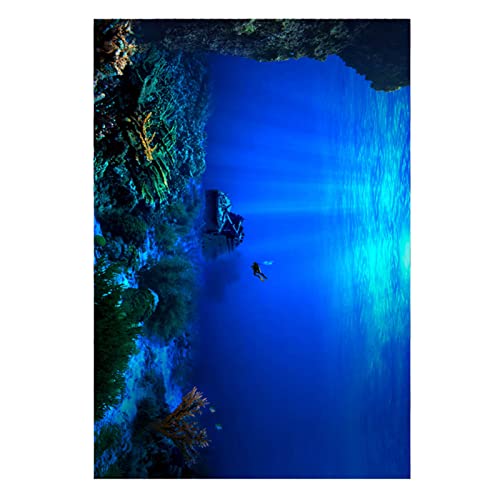 3D Reptile Background, Aquarium Background Adhesive Seaworld Background Poster, TV Background Photo Wallpaper, 3D Effect Underwater Seaworld Backdrop Decorations Poster for Aquarium Fish Tank(91*50cm) - size: 91*50cm
