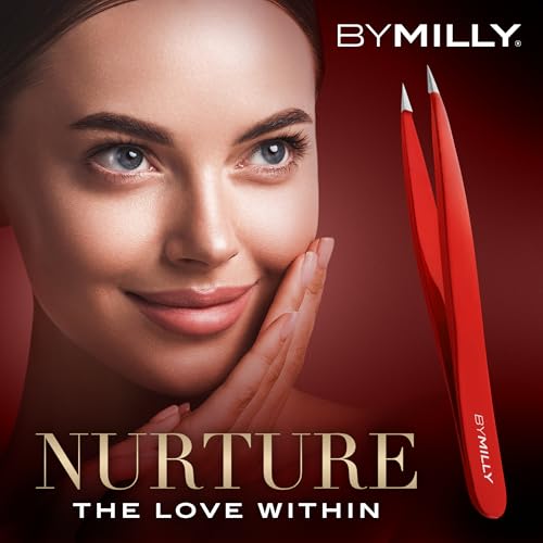 Pointed Tweezers | High Carbon Stainless Steel Needle Nose | Fine Point Precision Hair Removal | Perfectly Aligned & Hand-Filed Sharp | Red - color: Red